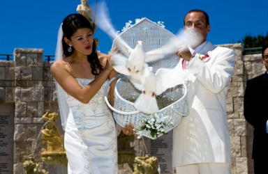 Release White Doves From Basket